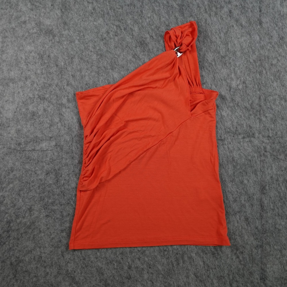 Gimaguas Top Women Small Orange One Shoulder Ruched Asymmetrical Drape Spain